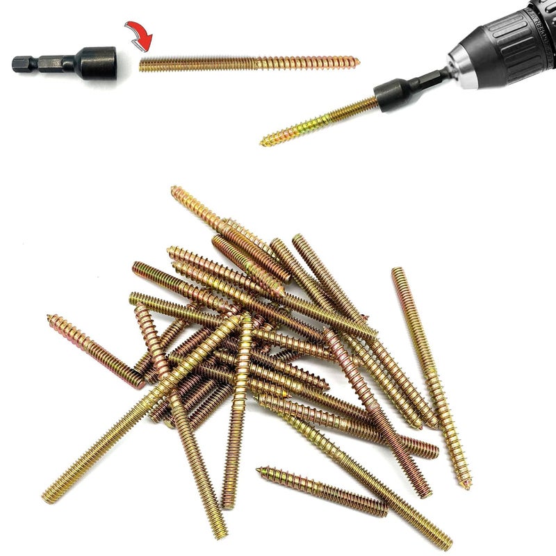 Matrelt 29 Pack 1/4-20" Hanger Bolts 3Sizes 2-4 Inch Include1 pcs Hanger Bolt Driver Double Headed Bolts Wood Dowel Screw Self-Tapping Screw for Furniture Screws Wood Screws Double Threaded Rods - Image 5